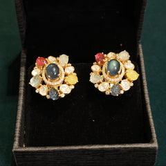 92.5 Pure Silver Moissanite Polki & Stones Earrings