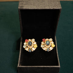 92.5 Pure Silver Moissanite Polki & Stones Earrings