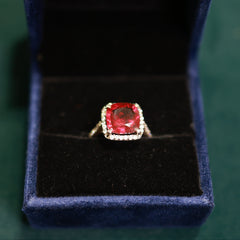 92.5 Pure Silver Glass Rubies Ring