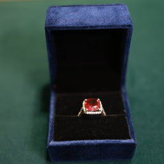 92.5 Pure Silver Glass Rubies Ring