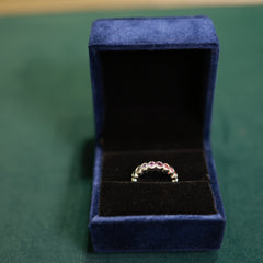 92.5 Pure Silver Glass Rubies & Emeralds Ring