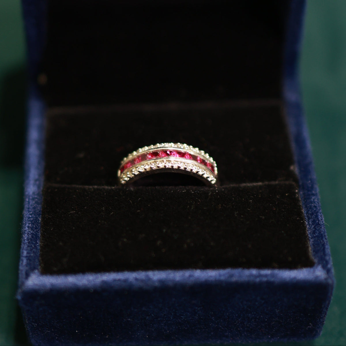 92.5 Pure Silver Glass Rubies Ring
