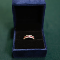92.5 Pure Silver Glass Rubies Ring