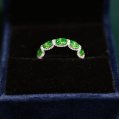 92.5 Pure Silver Ring with Glass Emeralds