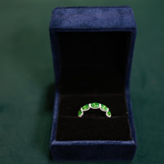 92.5 Pure Silver Ring with Glass Emeralds