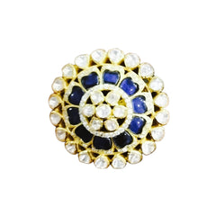 Charming Floral Polki Ring - Adjustable to Fit All | 925 Sterling Silver | 18kt Gold Plated | Jadau Jewelry