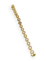 Gorgeous Round Halo Moissanite Polki Tennis Bracelet | 925 Sterling Silver | 18kt Gold Plated | Jadau Jewelry