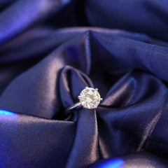 Classic Round Moissanite Solitaire Ring in 92.5 Pure Silver