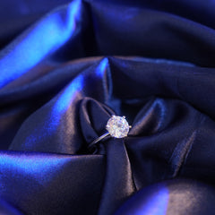 Classic Round Moissanite Solitaire Ring in 92.5 Pure Silver