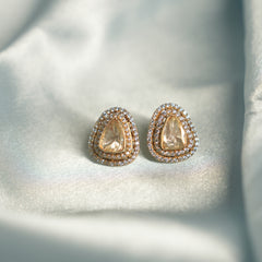 Halo Moissanite Triangle Cut Stud Earrings in 92.5 Pure Silver