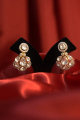 24 Ckt Gold Polished Moissanite Polki Drop Earrings in 92.5 Pure Silver