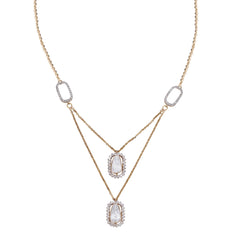 Double Layer Halo Moissanite Polki Necklace with Designer Beaded Chain | 925 Sterling Silver | 18kt Gold Plated |Jadau Jewelry