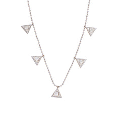 Triangle Halo Polki Necklace with Beaded Designer Chain | 925 Sterling Silver | Jadau Jewelry