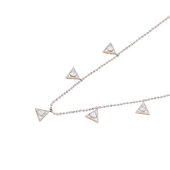 Triangle Halo Polki Necklace with Beaded Designer Chain | 925 Sterling Silver | Jadau Jewelry