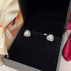 Triangle Shaped Moissanite Diamonds Solitaire Studs in 925 Sterling Silver