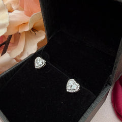 Heart shaped Moissanite Diamond Solitaire Studs in 925 Sterling Silver