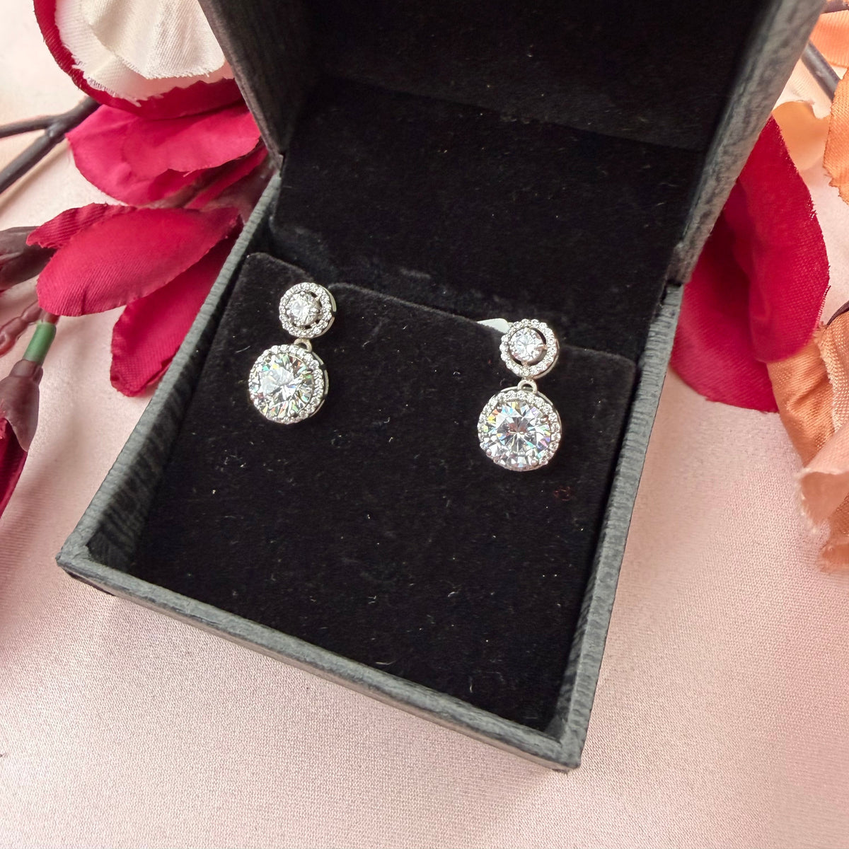 Moissanite Diamond Solitaire Earrings in 925 Sterling Silver