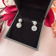 Moissanite Diamond Solitaire Earrings in 925 Sterling Silver