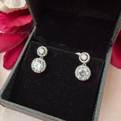 Moissanite Diamond Solitaire Earrings in 925 Sterling Silver