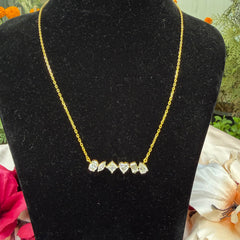 Gold Finish Five stone design mossianite diamond necklace in 925 Sterling Silver