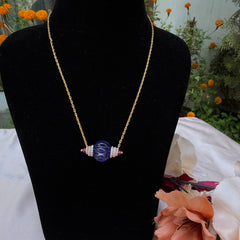 Gold Finish Semi precious stone centre pendant/necklace in 925 Sterling Silver