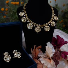 Gold Finish Moissanite Diamond Necklace Set in 925 Sterling Silver