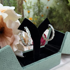 925 Pure Silver Hoop Earrings with Ruby Lining