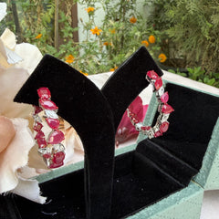 925 Pure Silver Hoop Earrings with dual stone design