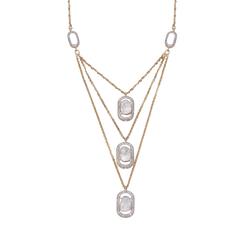 Exquisite Three-Layer Moissanite Polki Necklace: 925 Sterling Silver with 18kt Gold Plating - Authentic Jadau Jewelry by Enchantica