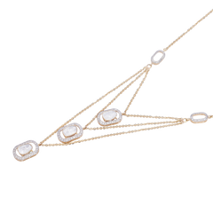 Exquisite Three-Layer Moissanite Polki Necklace: 925 Sterling Silver with 18kt Gold Plating - Authentic Jadau Jewelry by Enchantica