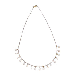 Moissanite Polki Station Necklace with Beaded Designer Chain | 925 Sterling Silver | Jadau Jewelry