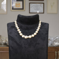 Single Layer 24 Ckt Gold Polished Moissanite Polki Necklace | 92.5 Pure Silver