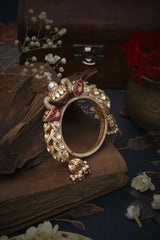 Enchanting Two Swan Polki Bangle with Pearl | 925 Sterling Silver | 18kt Gold Plated | Best Gift for Women |Jadau Jewelry