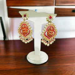 Divine Laxmi Polki Temple Earrings | 925 Sterling Silver | 18kt Gold Plated | Best Gift for Women |Jadau Jewelry