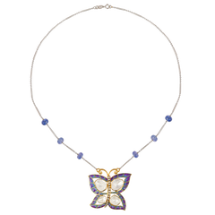 Enchanting Butterfly Moissanite Polki Necklace: Graceful Beauty in 925 Sterling Silver - A Whimsical Addition to Your Collection