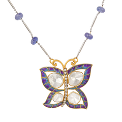 Enchanting Butterfly Moissanite Polki Necklace: Graceful Beauty in 925 Sterling Silver - A Whimsical Addition to Your Collection