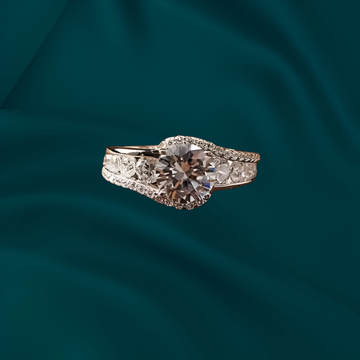 White Finish Zircon Ring in 925 Sterling Silver
