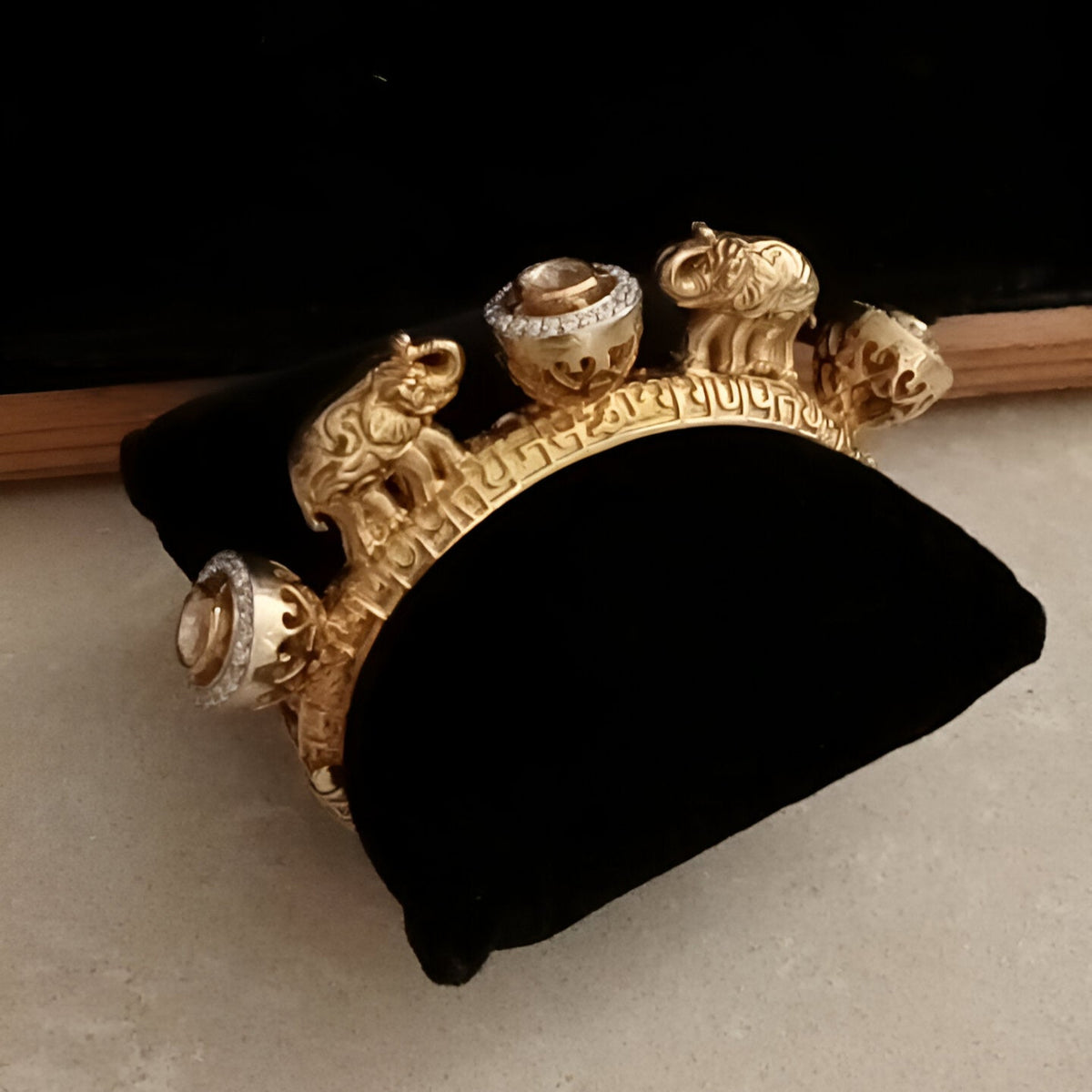 Gold Finish Swarovski Stone Theme Bangles in 925 Sterling Silver