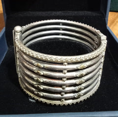 Royal Antique Multi-Bar Statement Bangle in 925 Sterling Silver