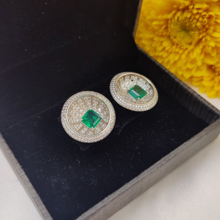 Emerald Cut CZ Stud Earrings in 925 Sterling Silver