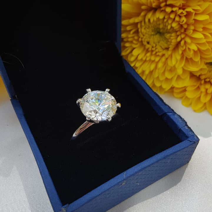 Classic Solitaire CZ Diamond Elegance Ring in 925 Sterling Silver