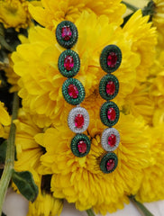 Ruby & Emerald Oval Drop Earrings in 925 Sterling Silver