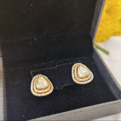 Halo Moissanite Triangle Cut Stud Earrings in 925 Sterling Silver