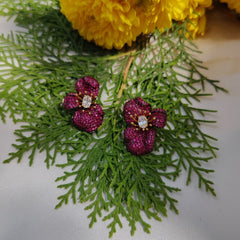 Ruby Floral Stud Earrings in 925 Sterling Silver