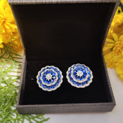 Sapphire Blossom Stud Earrings in 925 Sterling Silver