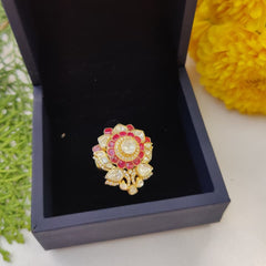 Ruby & Polki Floral Cocktail Ring in 925 Sterling Silver