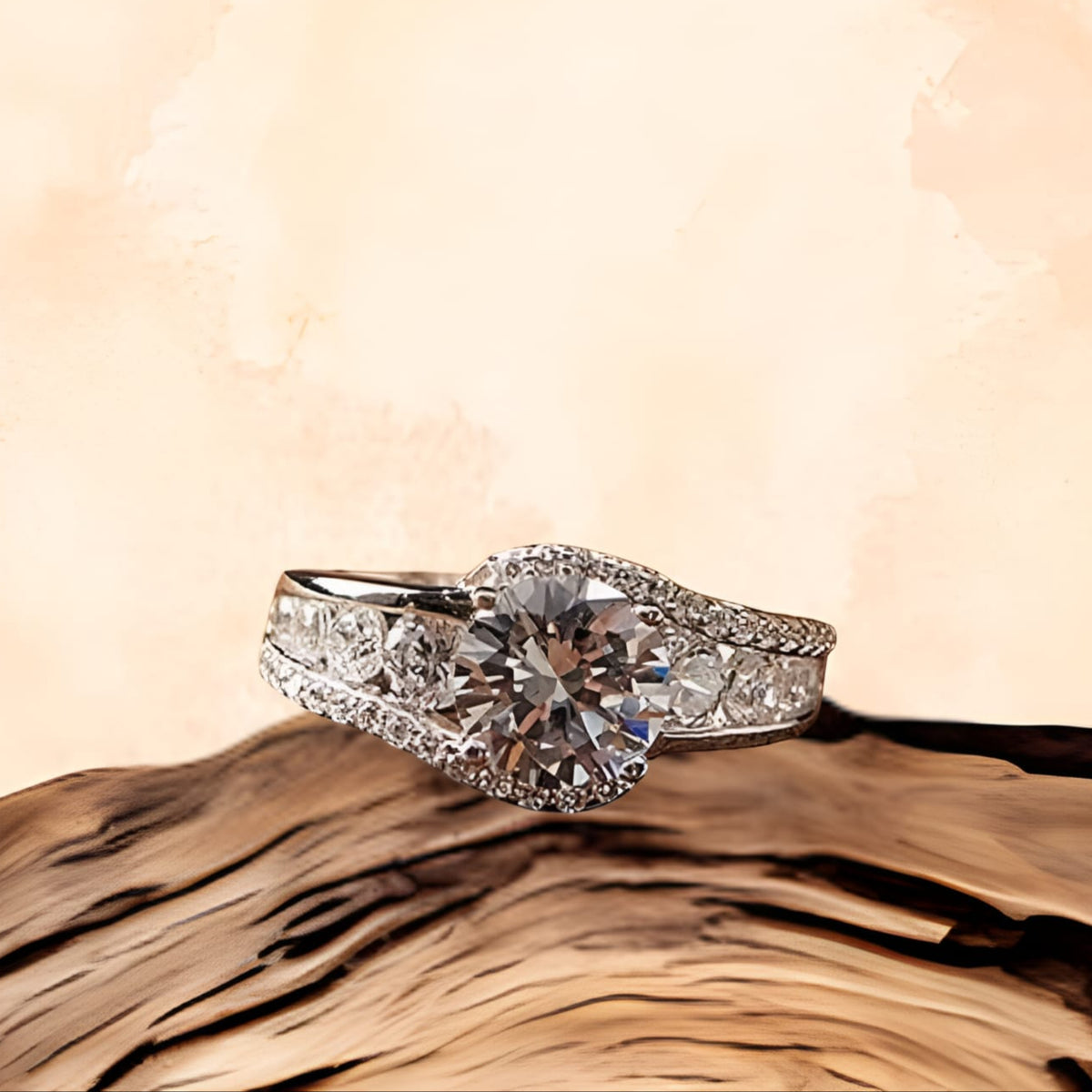 White Finish Zircon Ring in 925 Sterling Silver