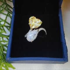 Dual Heart & Tear Shaped Moissanite Polki Ring in 925 Sterling Silver