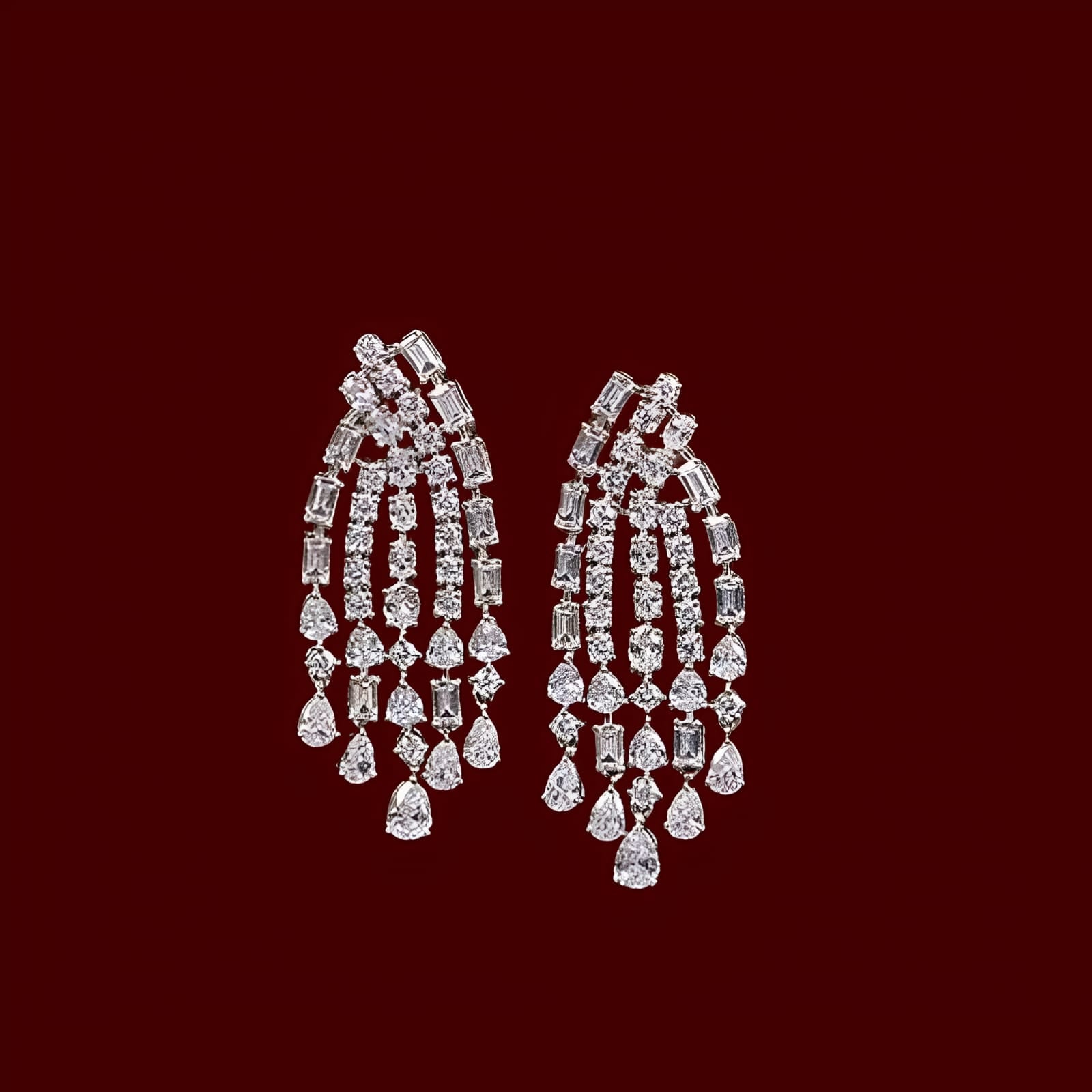 White Finish Zircon Dangler Earrings in 925 Sterling Silver